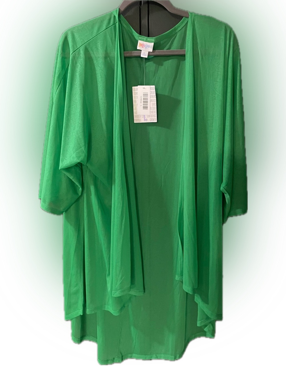 LuLaRoe Bright Emerald Open-Front Kimono New With Tags Large